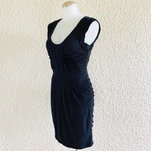 Rebecca Taylor Little Black Dress Midi Ruched Small